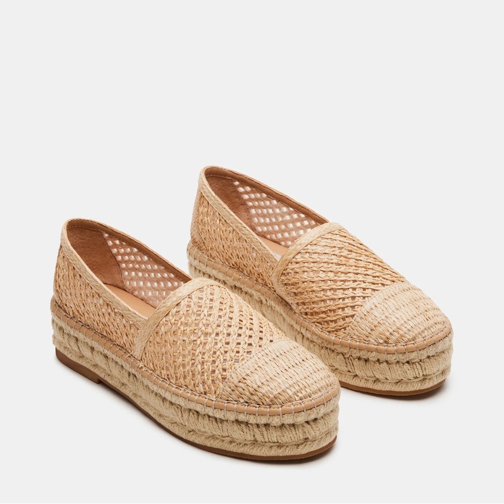 BRAND NEW Baywalk Natural Raffia Platform Espadrille Flat Steve Madden